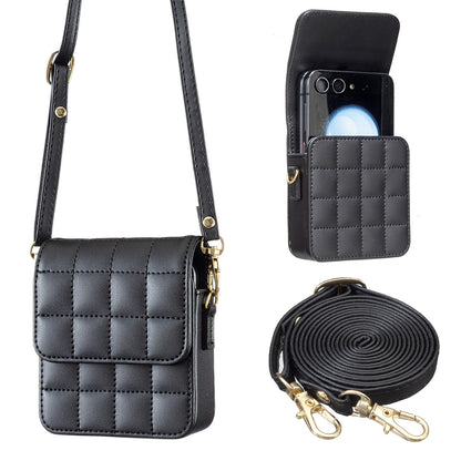 Quilted Crossbody Phone Pouch for Samsung Z Flip – Black