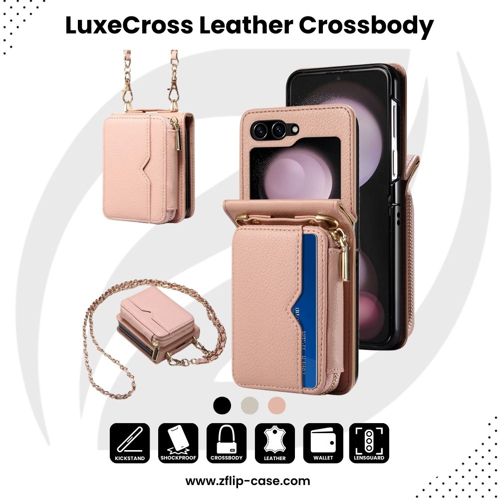LuxeCross Z Flip 6, 5, 4, 3 Leather Crossbody Case