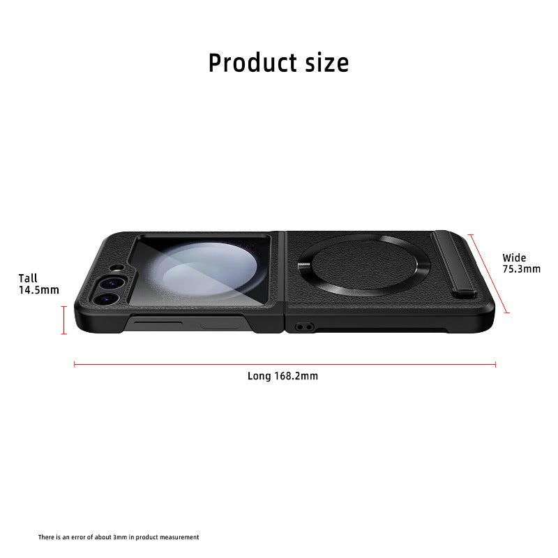 FortiFlex Z Flip 6 Leather Hinge Magnetic Kickstand Case