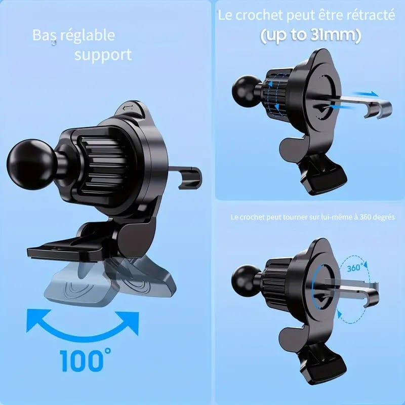 PowerGrip 15W Wireless Car Charger Adjustable Dual Coil Fast Charging Mount