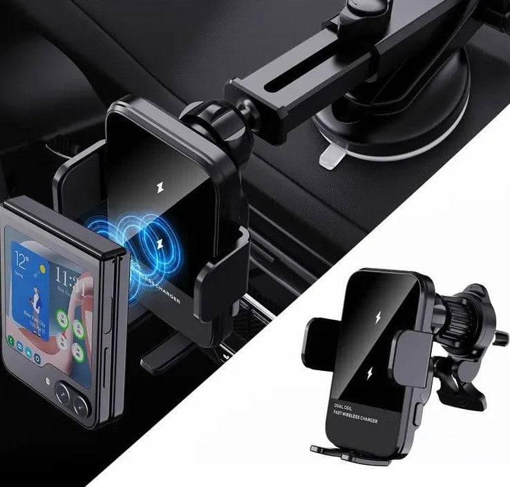 PowerGrip 15W Wireless Car Charger Adjustable Dual Coil Fast Charging Mount