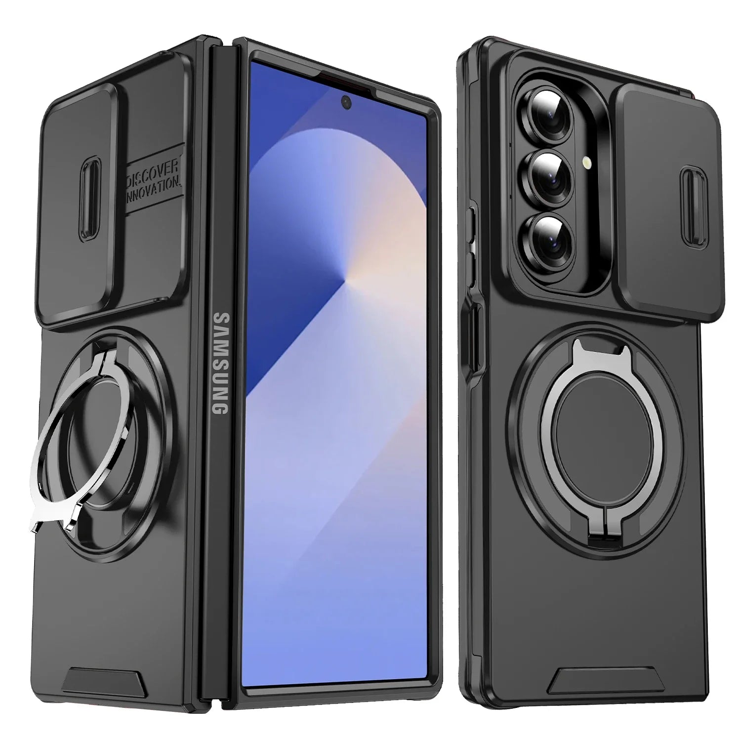 Magnetic Kickstand Case with Camera Cover