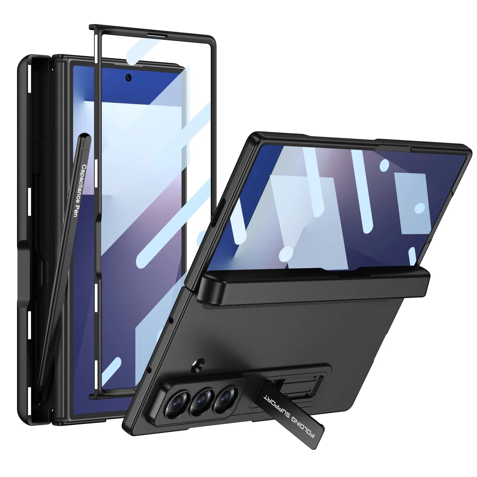 Magnetic Hinge Protective Case with Stand & Pen Holder
