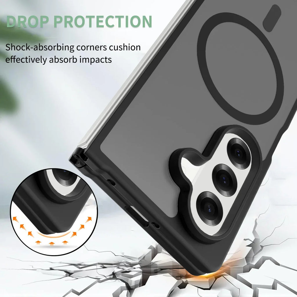 Frosted Magnetic Shield Case with Soft Frame