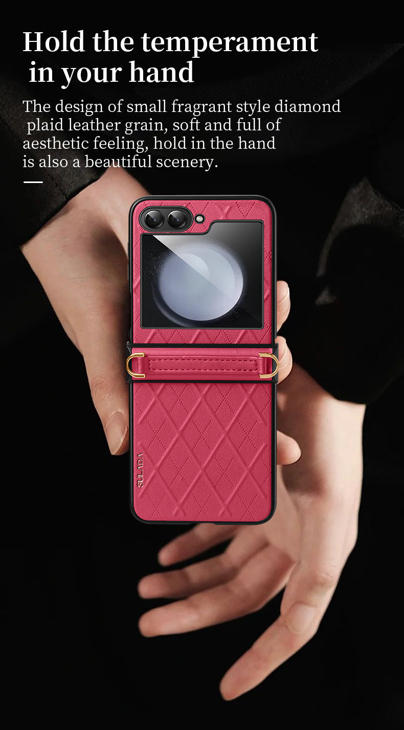 LuxStrap Z Flip – Leather Crossbody Case with Hard Protection