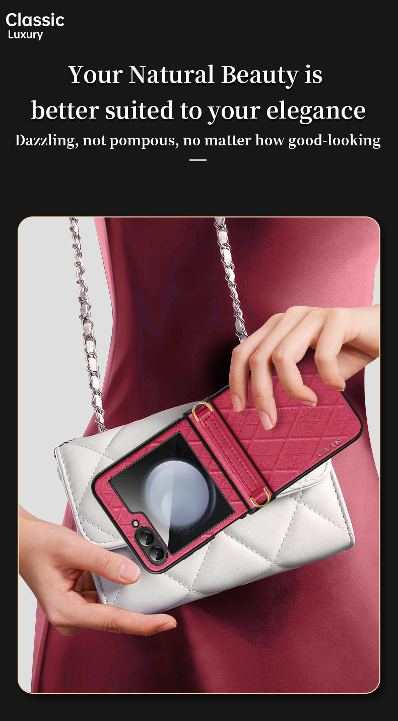 LuxStrap Z Flip – Leather Crossbody Case with Hard Protection