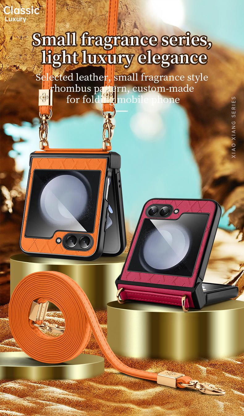 LuxStrap Z Flip – Leather Crossbody Case with Hard Protection