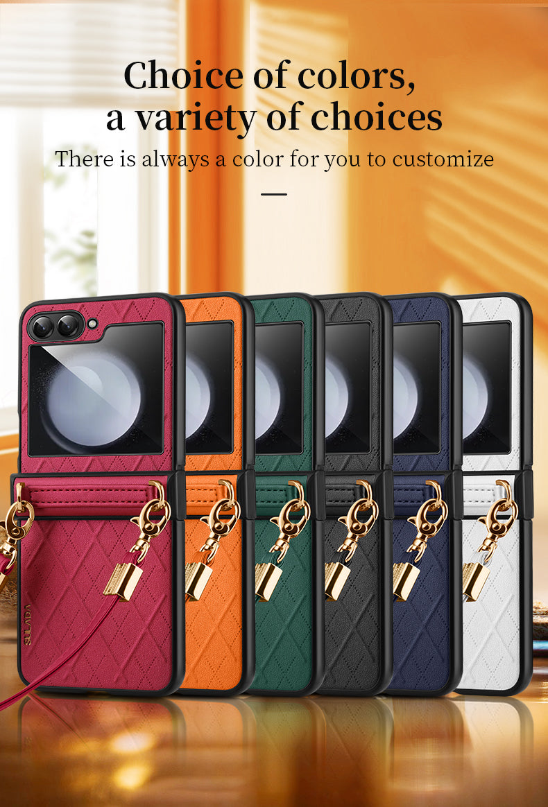 LuxStrap Z Flip – Leather Crossbody Case with Hard Protection