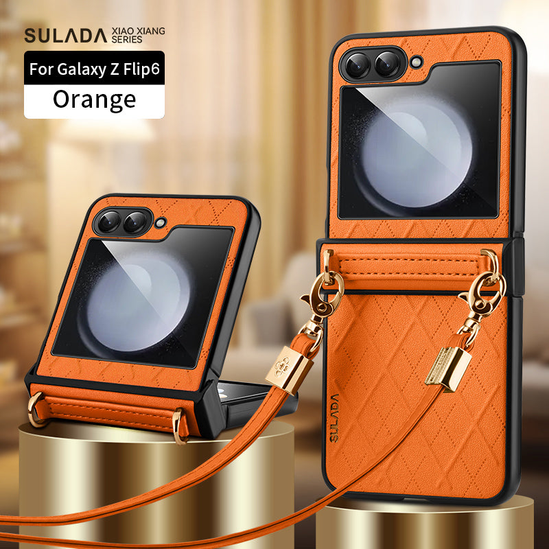 LuxStrap Z Flip – Leather Crossbody Case with Hard Protection