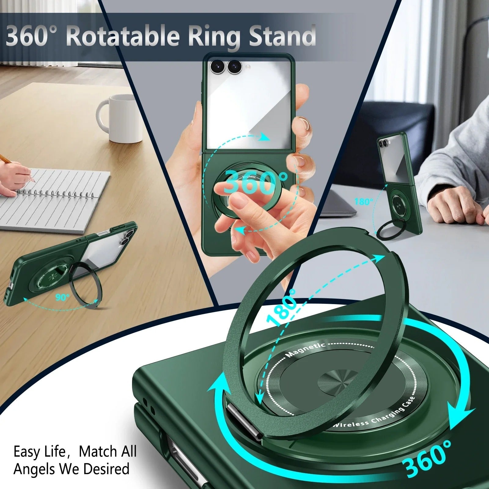 SpinFort Flip 7,6,5,4 360° Magnetic Ring Armor  Case