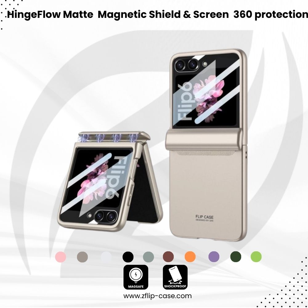 HingeFlow Matte  Z Flip 7, 6, 5 Magnetic Shield & Screen 360 protection Case