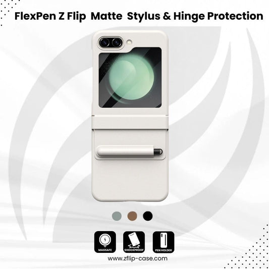 FlexPen Z Flip – Matte Leather Case with Stylus & Hinge Protection