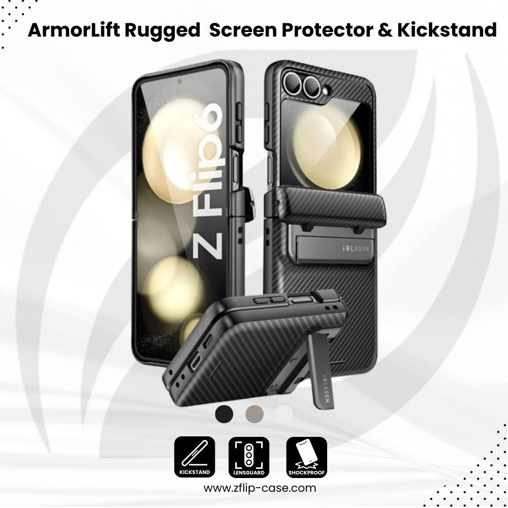 ArmorLift Rugged  Z Flip 7, 6, 5 - Screen Protector & Kickstand Case