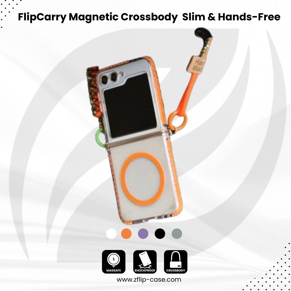 FlipCarry Magnetic Crossbody Z Flip 7 , 6 , 5 Slim & Hands-Free Case
