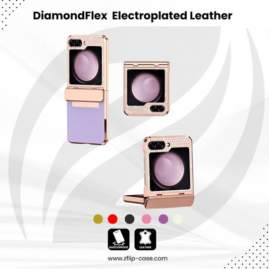 DiamondFlex Z Flip 7, 6, 5, 4 Electroplated Leather Case