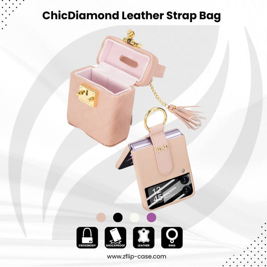 ChicDiamond Z Flip 7, 6, 5, 4 Leather Strap Bag Case