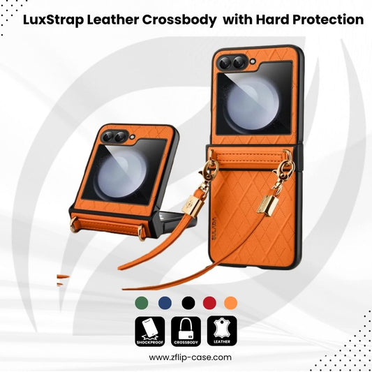 LuxStrap Z Flip – Leather Crossbody Case with Hard Protection