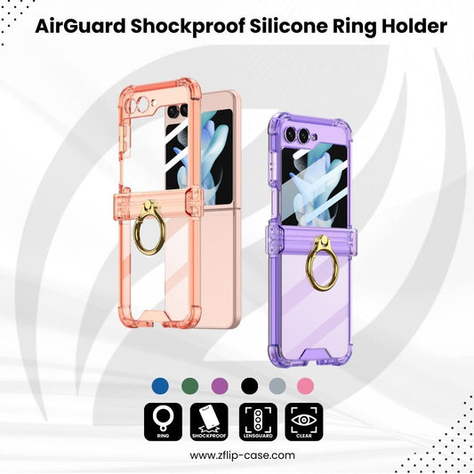 AirGuard Z Flip 7, 6 Shockproof Silicone Ring Holder Case