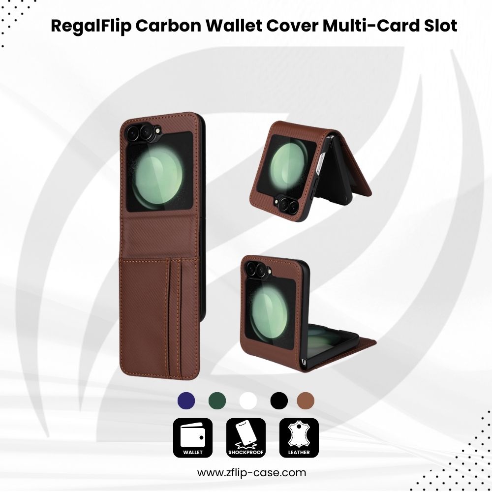 RegalFlip Carbon Wallet Cover - Z Flip 7, 6 & 5 Multi-Card Slot Case