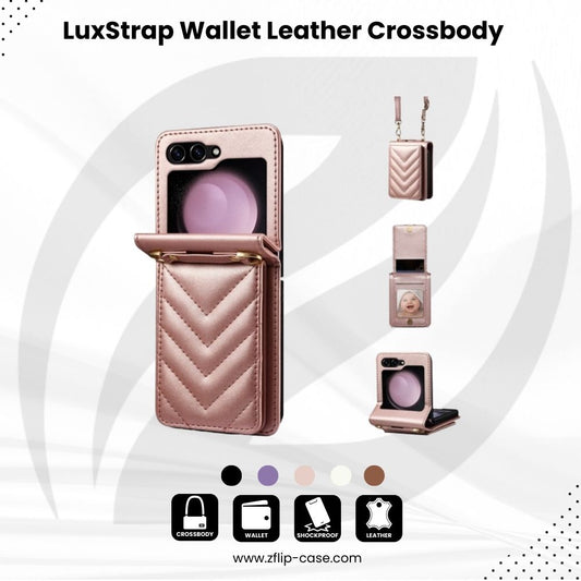 LuxStrap  Z Flip 7,6,5,4,3 Wallet Leather Crossbody Case