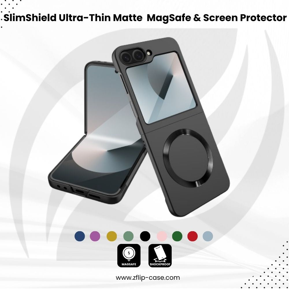 SlimShield Z Flip – Ultra-Thin Matte Case with MagSafe & Screen Protector