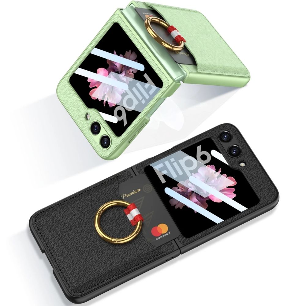 LuxGuard Z Flip 6, 5 Leather Wallet Case