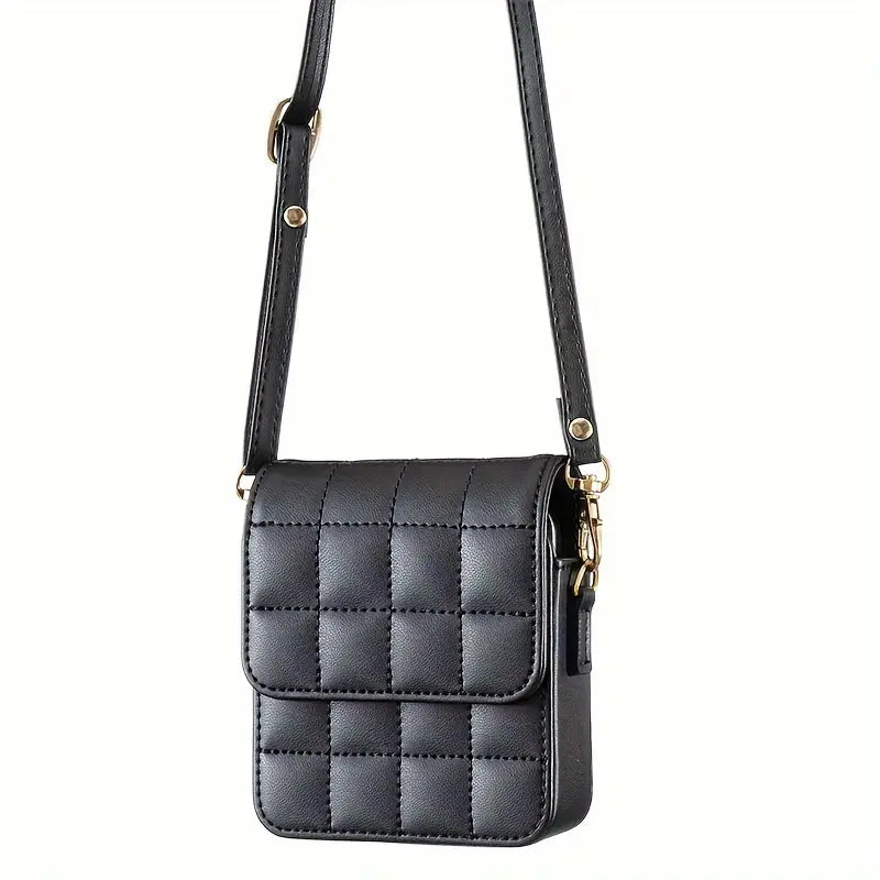 Quilted Crossbody Phone Pouch for Samsung Z Flip – Black