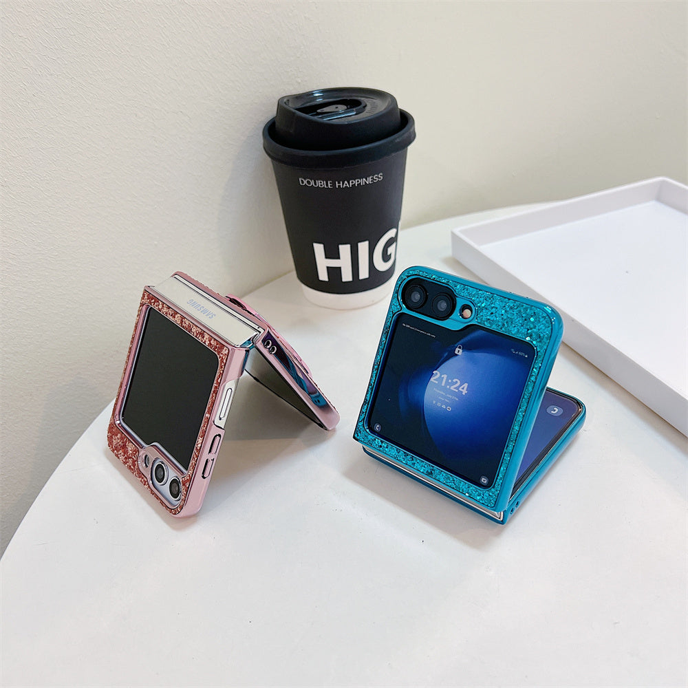 GlamMirror Z Flip 6, 5, 4 Glitter Diamond Case with MagSafe Kickstand