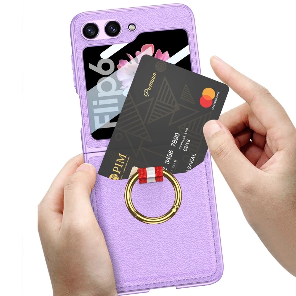LuxGuard Z Flip 6, 5 Leather Wallet Case