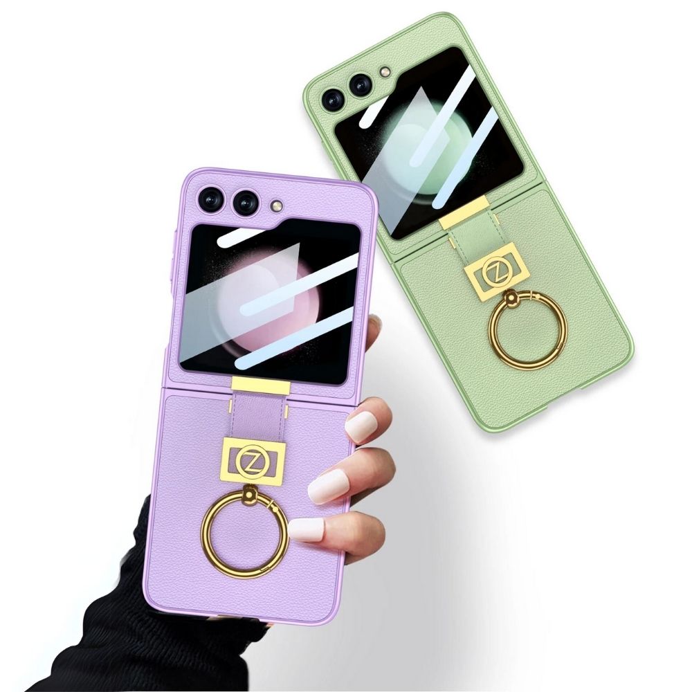 SpinRing Z Flip 6, 5 Leather 360° Ring kickstand Screen Protector