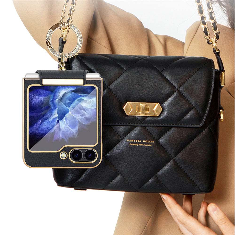 Diamond Ring Z Flip 6, 5, 4 Shockproof Leather Case
