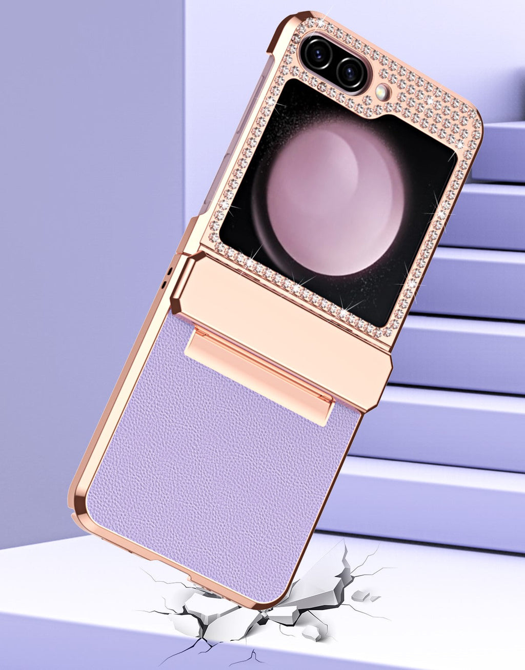 DiamondFlex Z Flip 6, 5, 4 Electroplated Leather Case