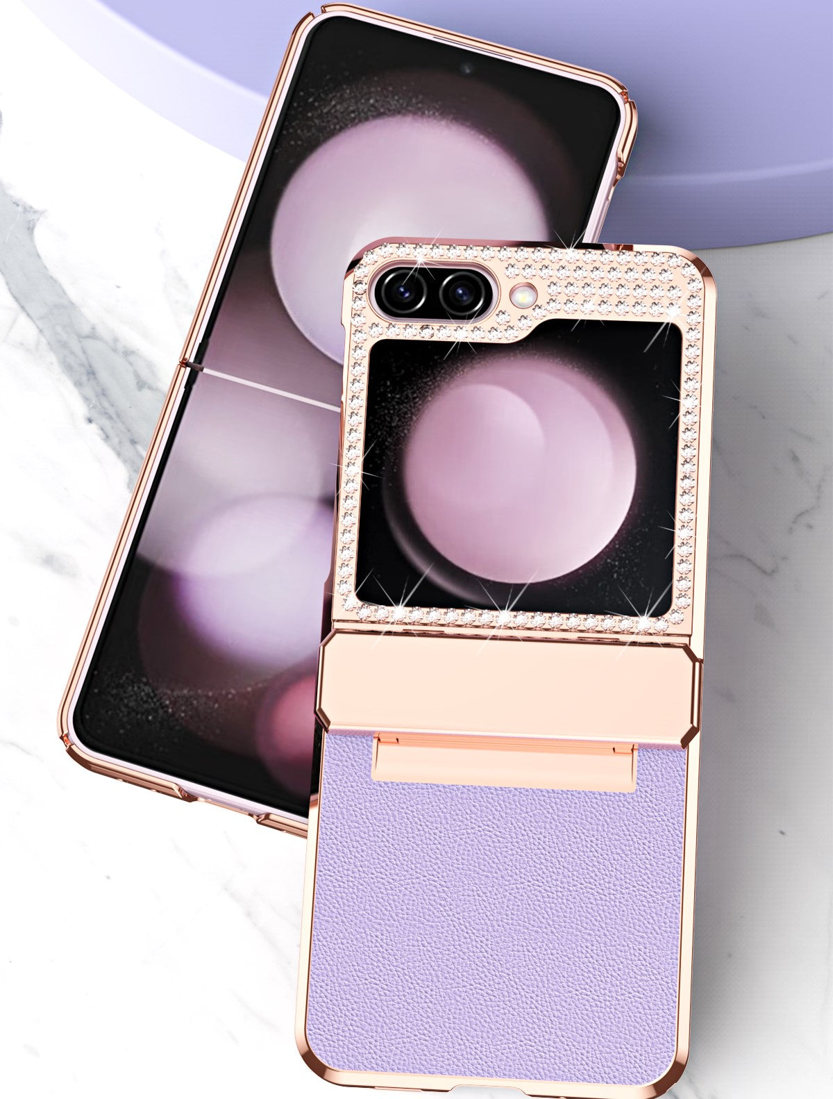 DiamondFlex Z Flip 6, 5, 4 Electroplated Leather Case