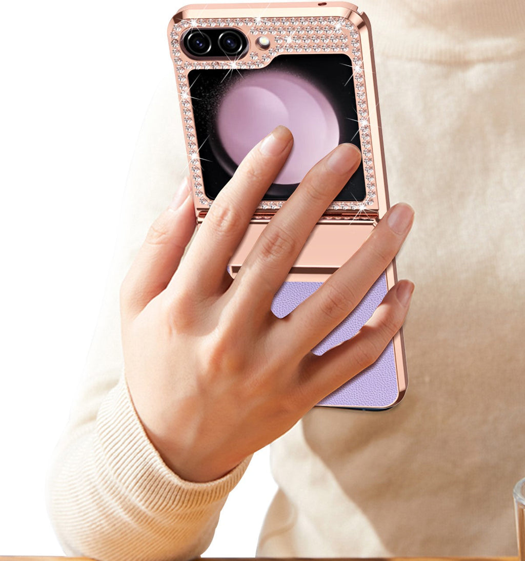 DiamondFlex Z Flip 6, 5, 4 Electroplated Leather Case