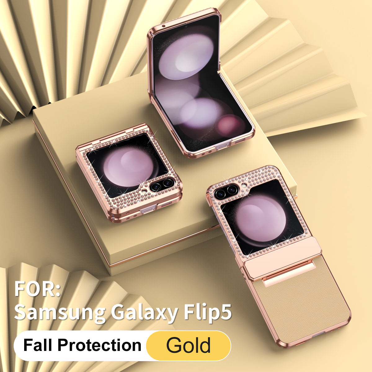DiamondFlex Z Flip 6, 5, 4 Electroplated Leather Case