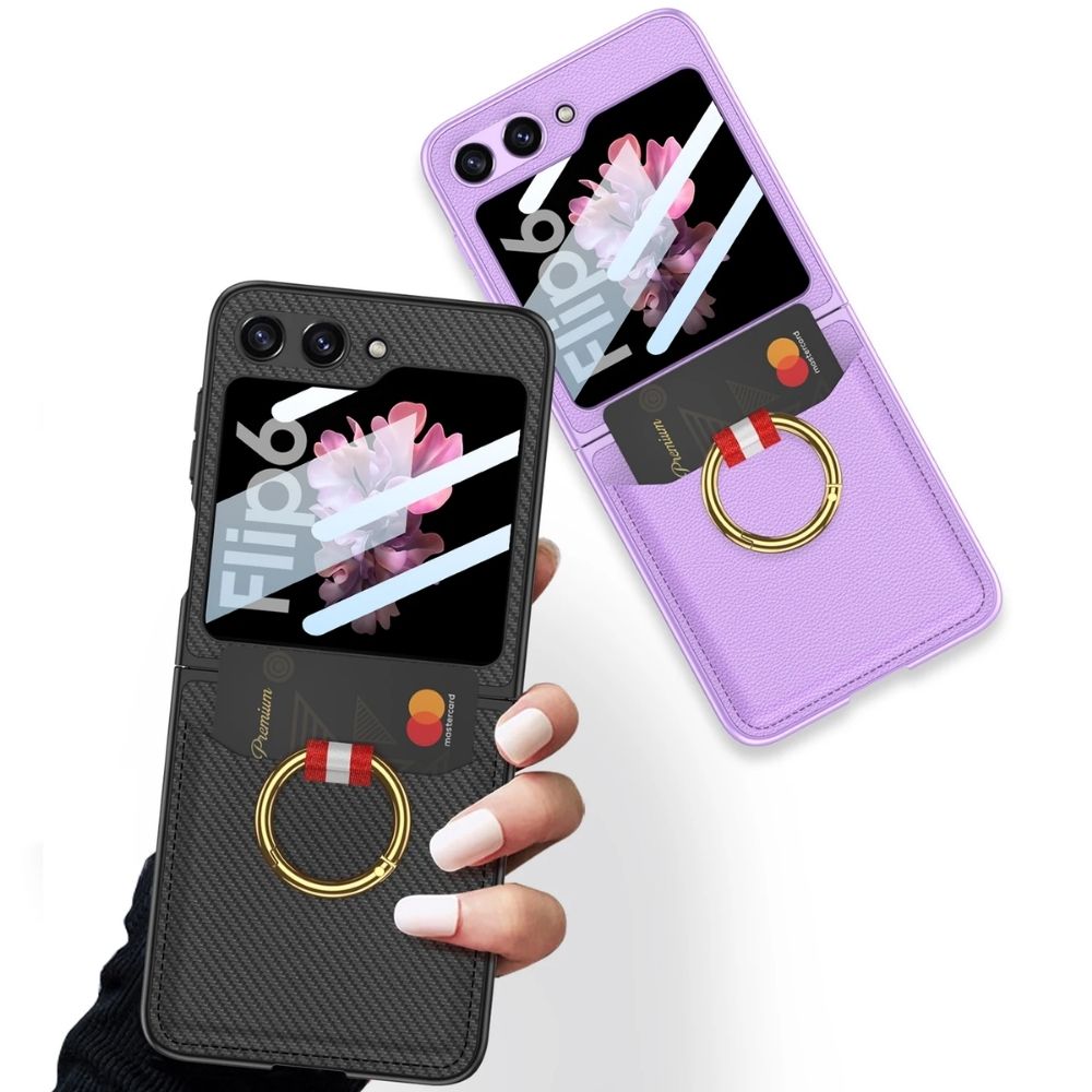 LuxGuard Z Flip 6, 5 Leather Wallet Case
