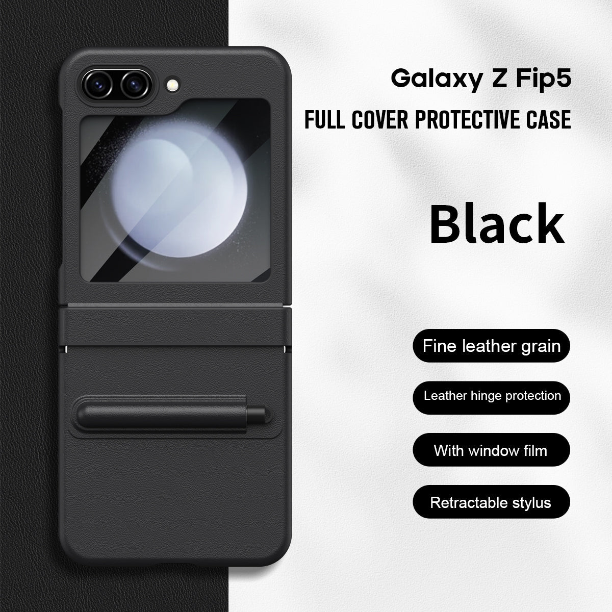 FlexPen Z Flip – Matte Leather Case with Stylus & Hinge Protection