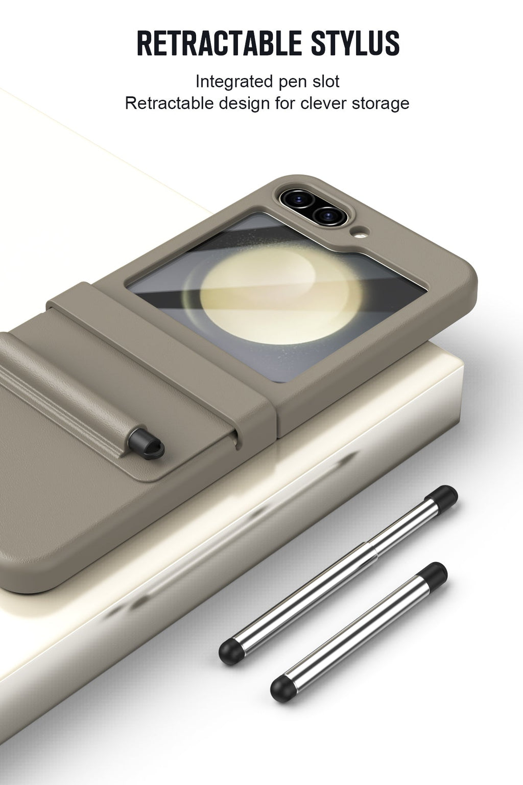 FlexPen Z Flip – Matte Leather Case with Stylus & Hinge Protection