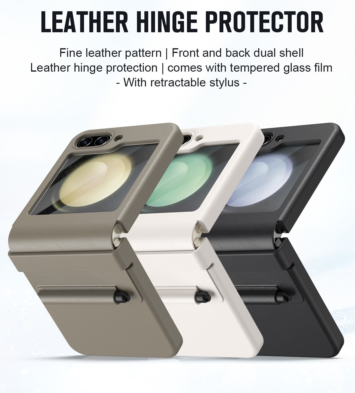 FlexPen Z Flip – Matte Leather Case with Stylus & Hinge Protection