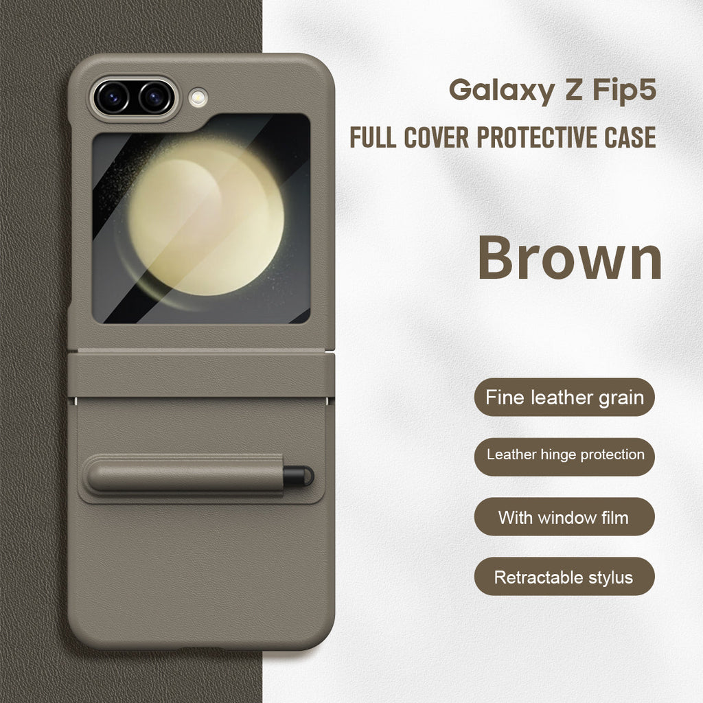 FlexPen Z Flip – Matte Leather Case with Stylus & Hinge Protection