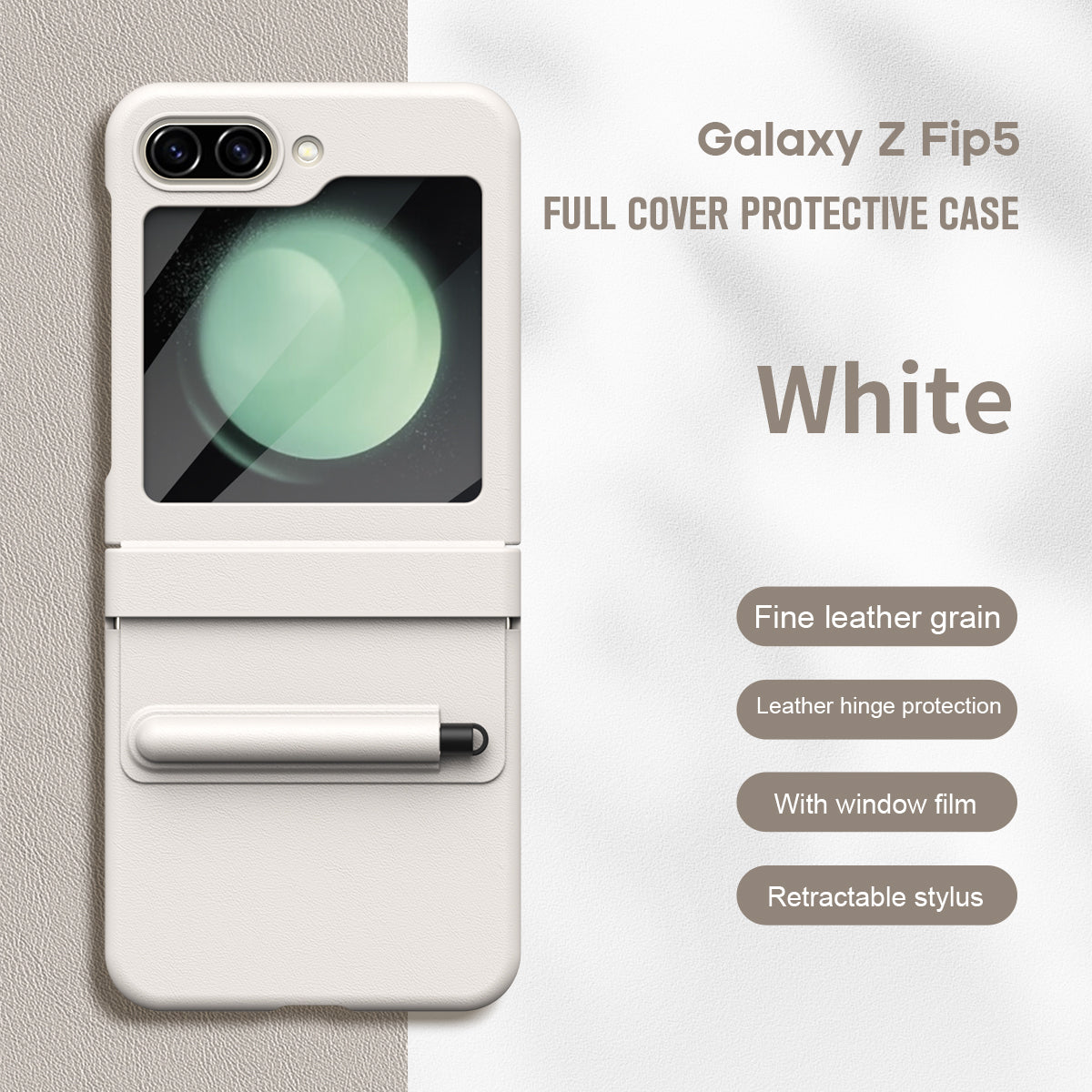 FlexPen Z Flip – Matte Leather Case with Stylus & Hinge Protection