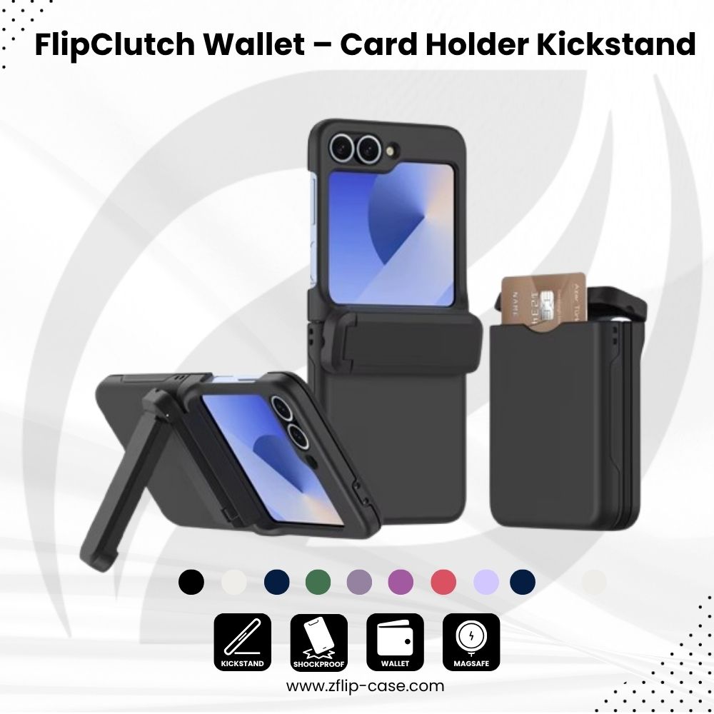 FlipClutch Wallet – Card Holder Kickstand Case for Z Flip 6,5,4,3