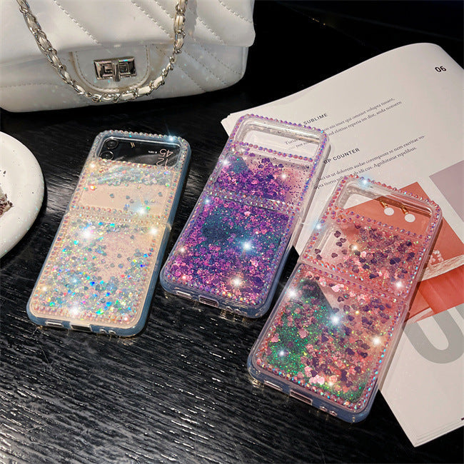 GlamQuicksand Z Flip 7, 6 ,5 ,4 ,3 Case Luxury Glitter Diamond Clear Cover