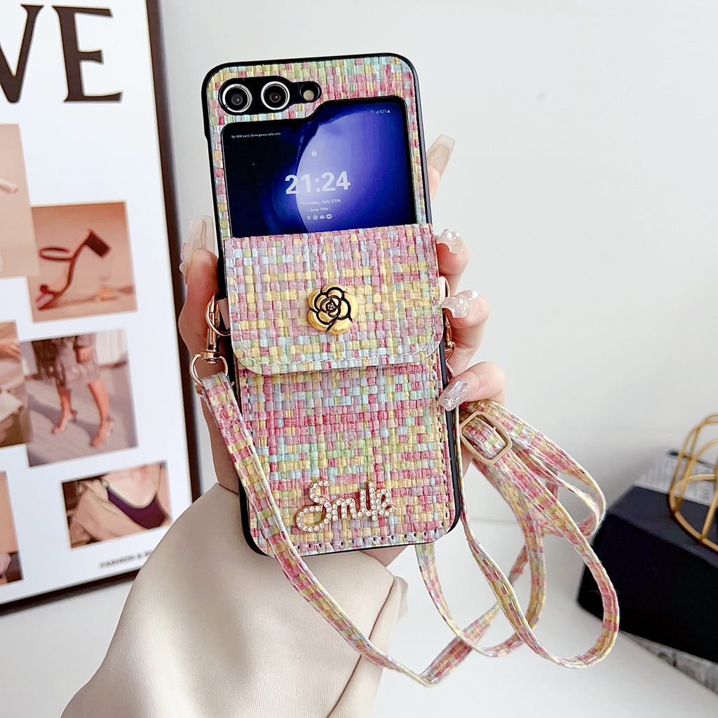 K-Style Bloom Z Flip 7, 6,5,4,3 Pearl Card Bag & Case