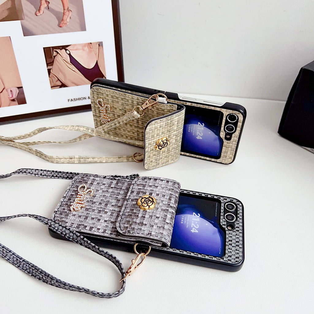 K-Style Bloom Z Flip 7, 6,5,4,3 Pearl Card Bag & Case