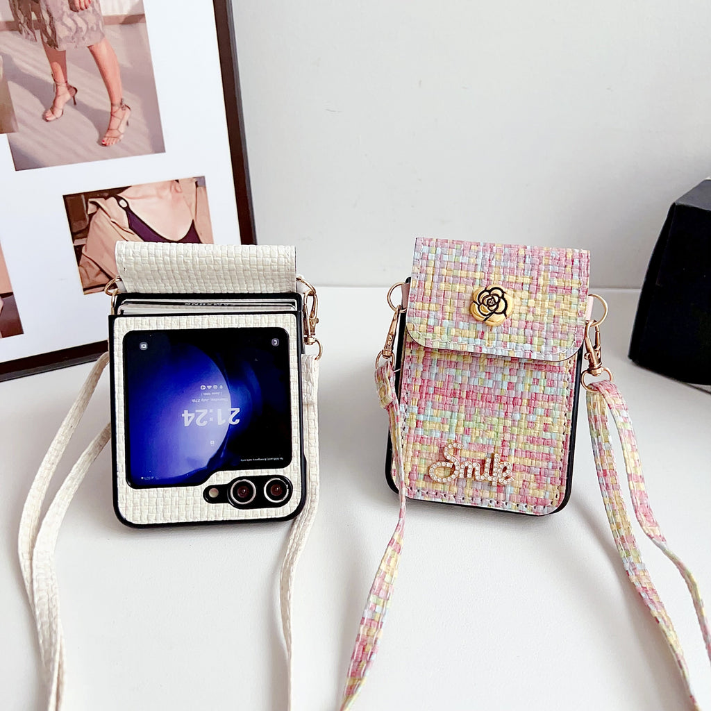 K-Style Bloom Z Flip 7, 6,5,4,3 Pearl Card Bag & Case