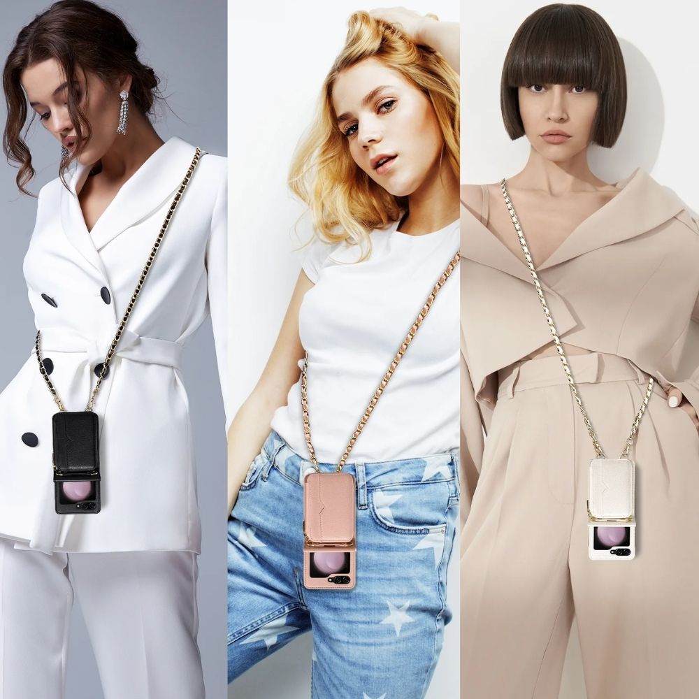 LuxeCross Z Flip 6, 5, 4, 3 Leather Crossbody Case
