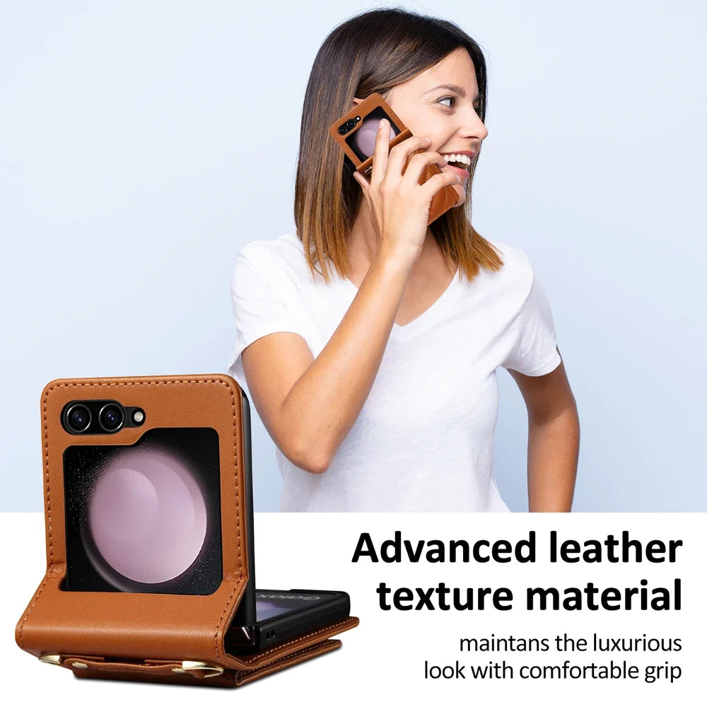LuxStrap  Z Flip 7,6,5,4,3 Wallet Leather Crossbody Case