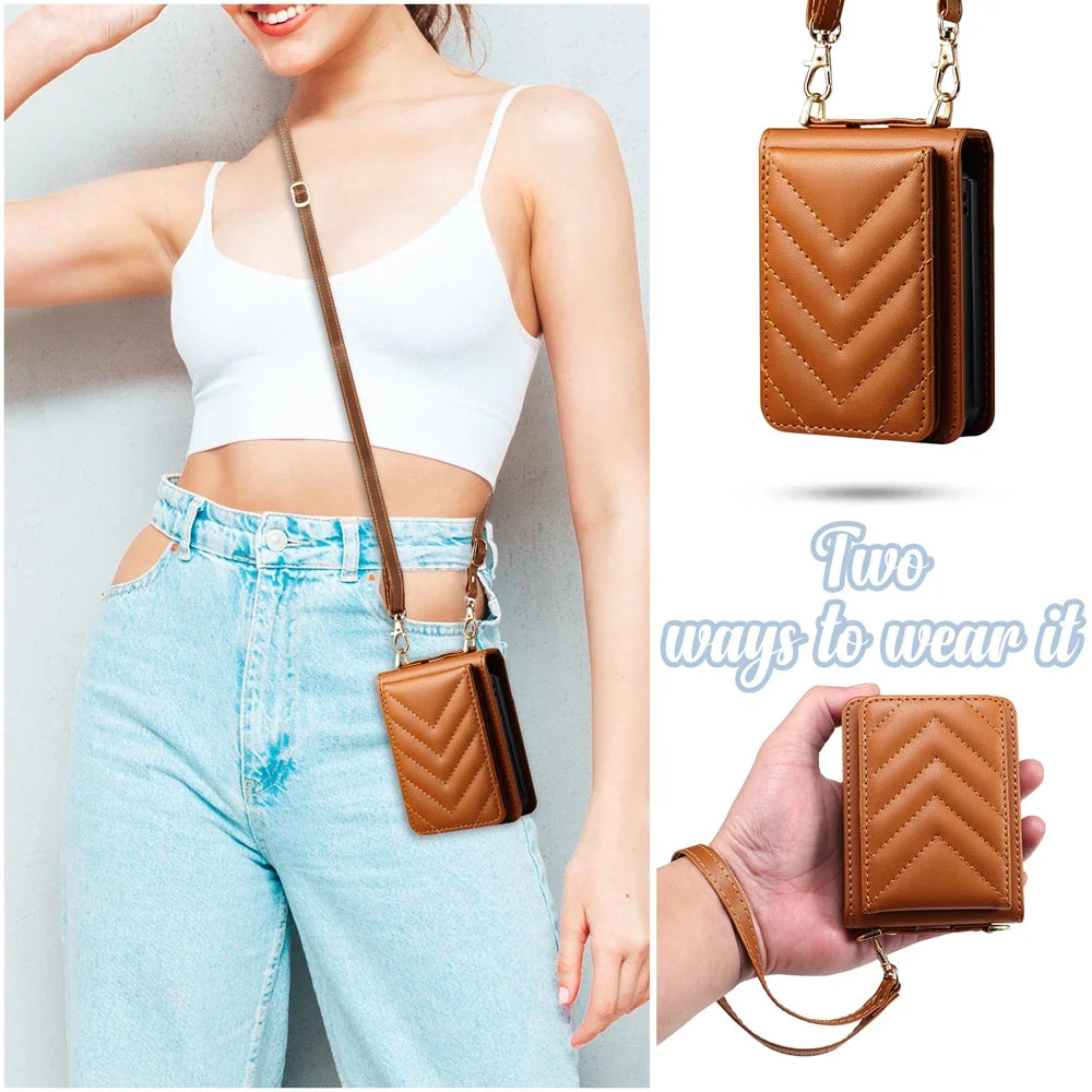 LuxStrap  Z Flip 7,6,5,4,3 Wallet Leather Crossbody Case
