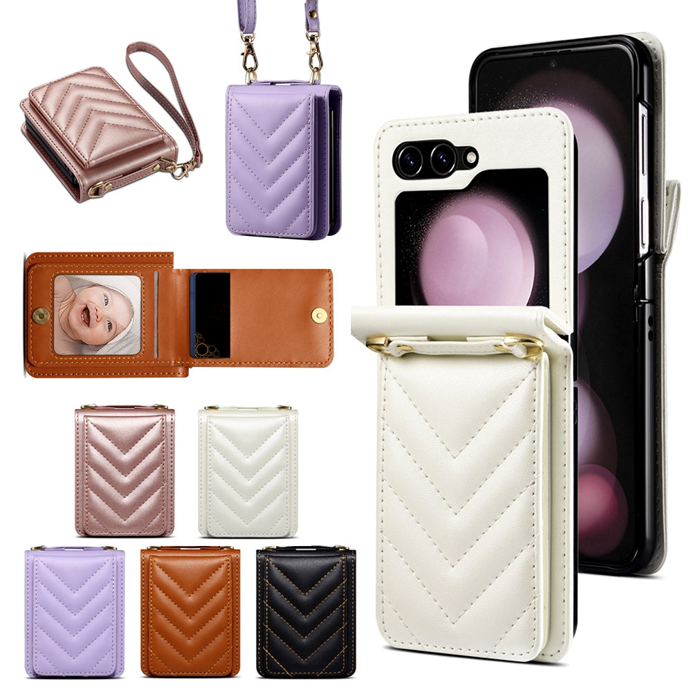 LuxStrap  Z Flip 7,6,5,4,3 Wallet Leather Crossbody Case
